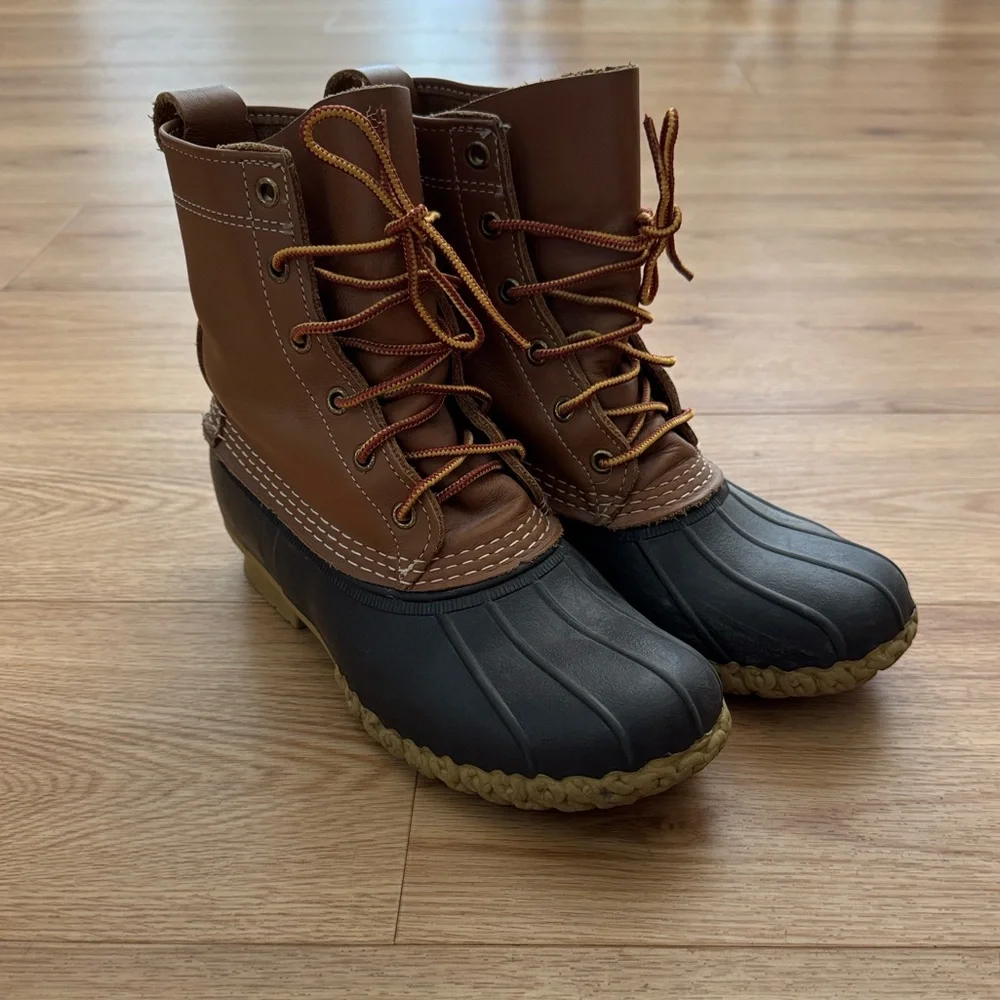 L.L.Bean Womens Bean Waterproof Boots Size 8M Tan Black Rubber Outdoors Gorpcore